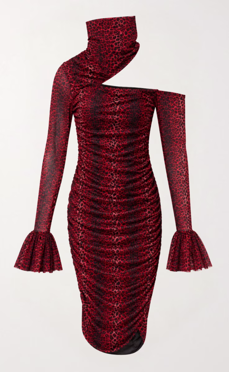 ADDIE MESH MINI DRESS LEOPARD