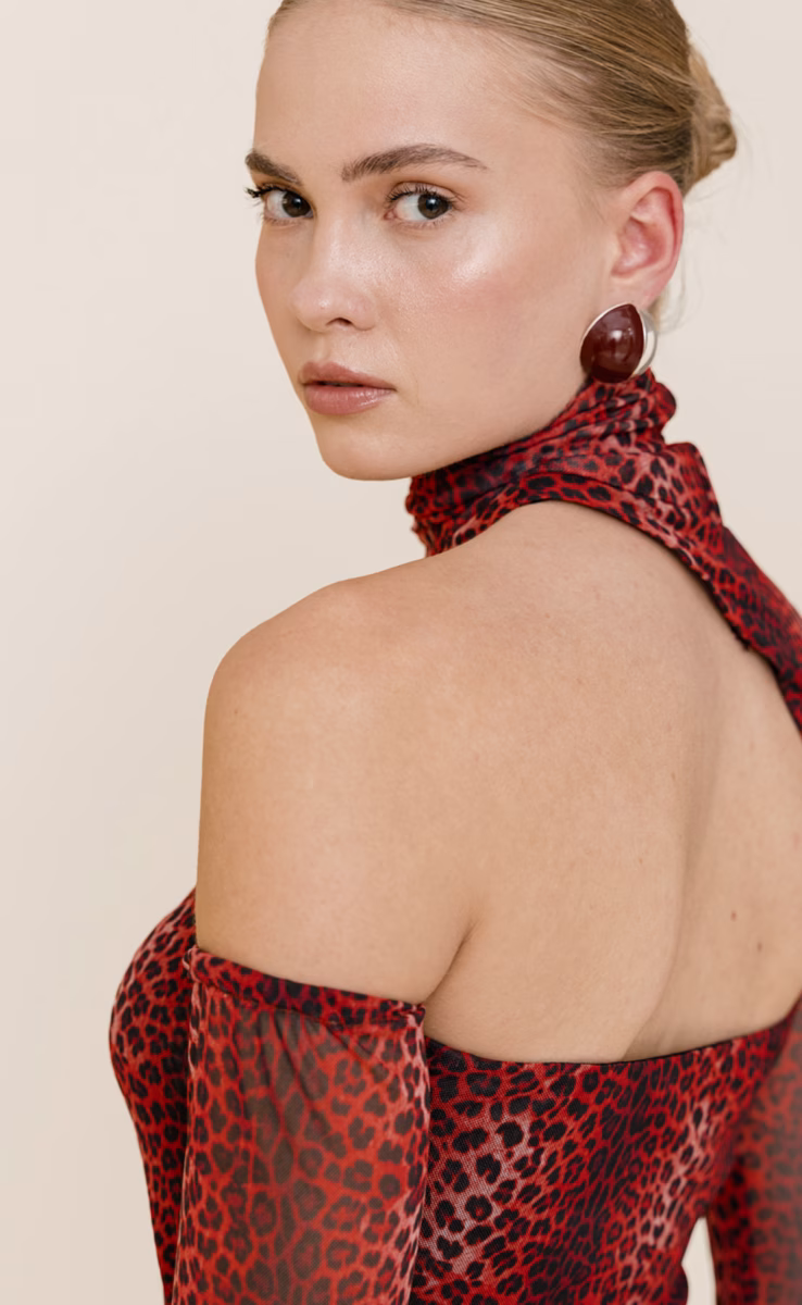 ADDIE MESH MINI DRESS LEOPARD