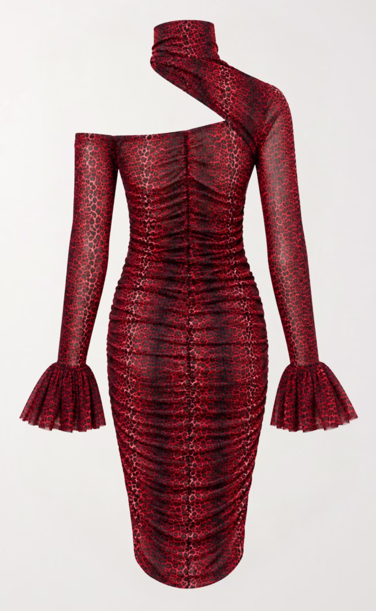 ADDIE MESH MINI DRESS LEOPARD