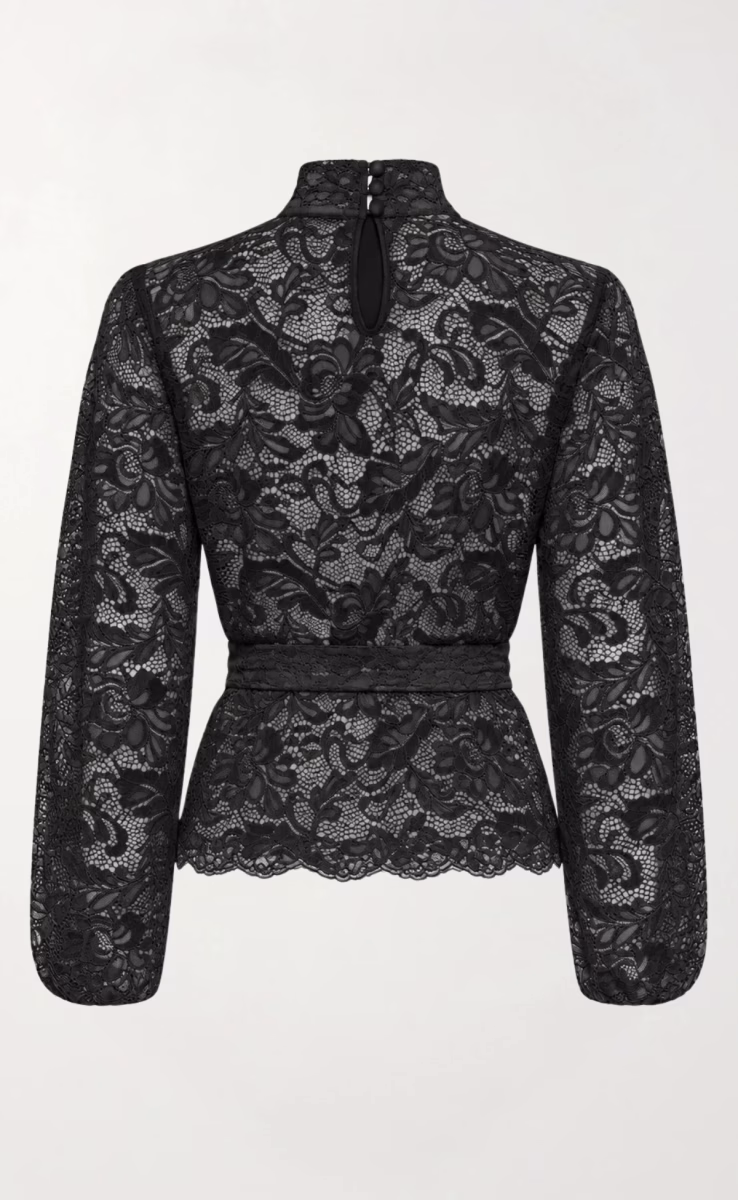 ROSETTE BLACK LACE TOP