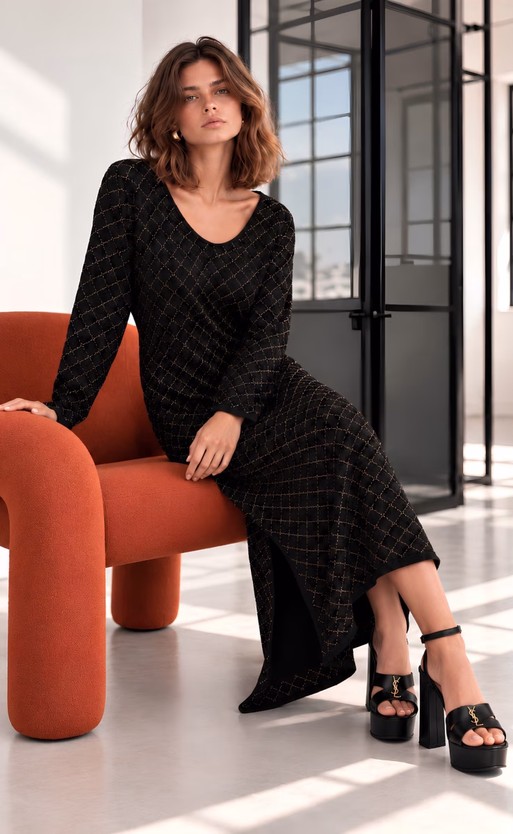 DRESS BLACK GOLD