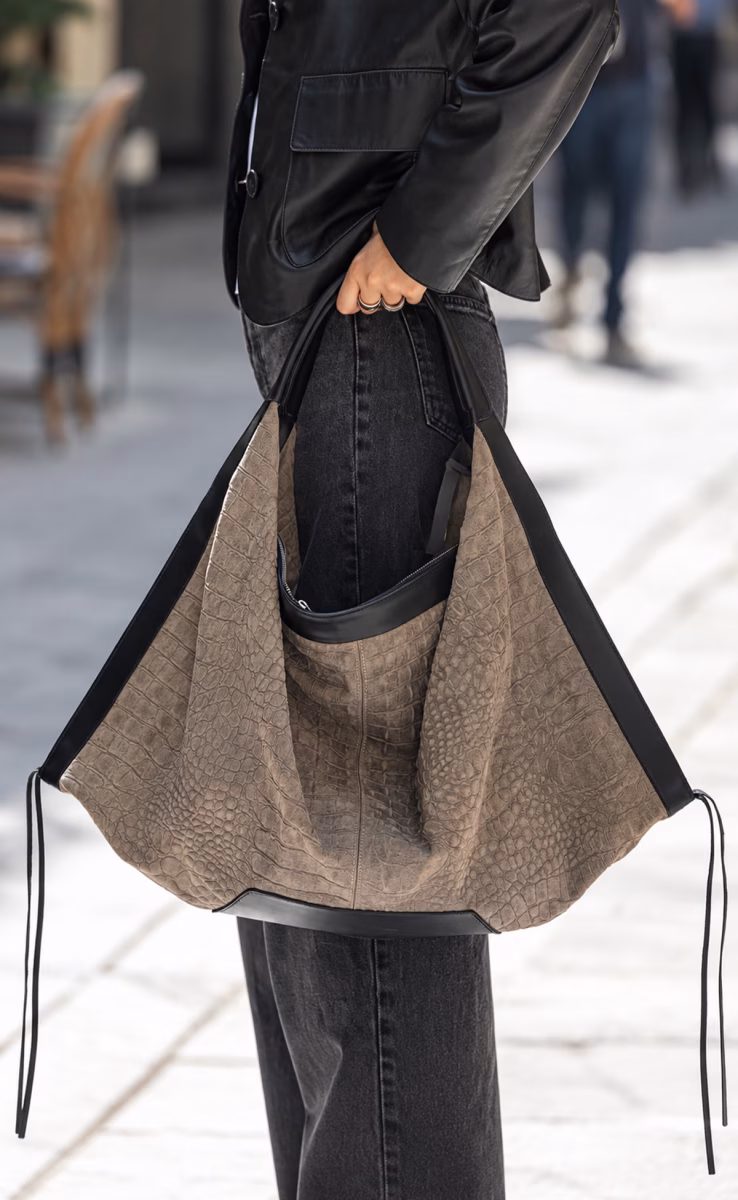 AFETIRIA CROCO SUEDE BAG GREY