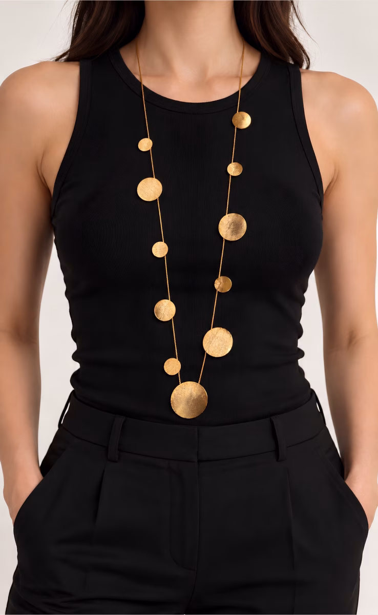 GOLD PLATED DISC NECKLACE