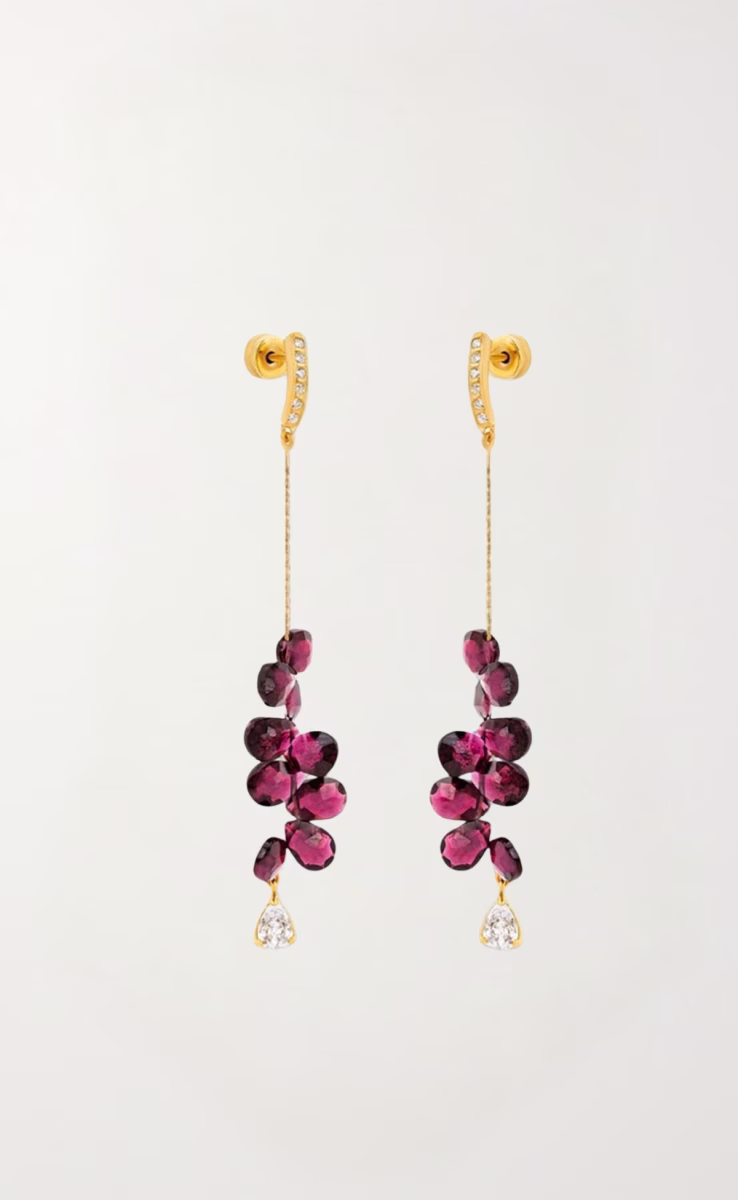 EARRINGS ER0267 WITH GARNET STONES