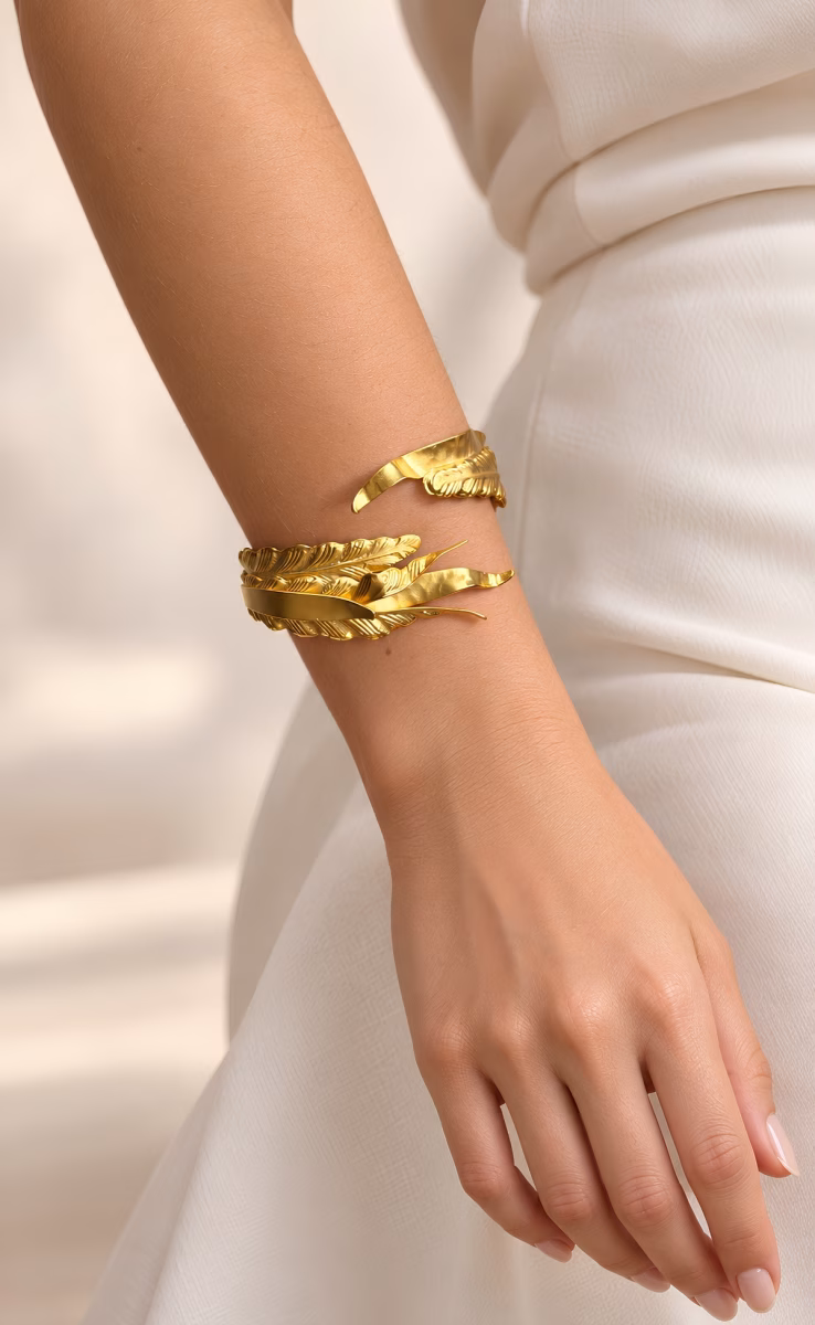FEATHER BRACELET GOLD PLATED