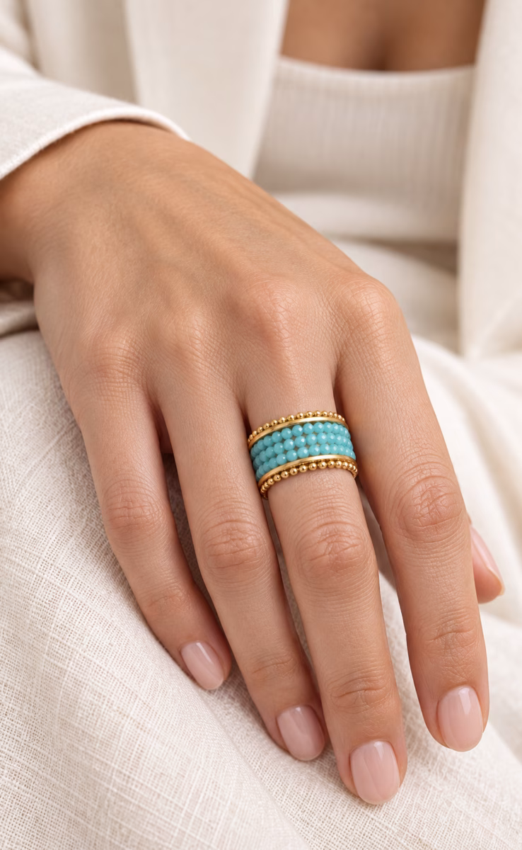 RING RI0129 WITH GREEN ZIRCONIA STONES