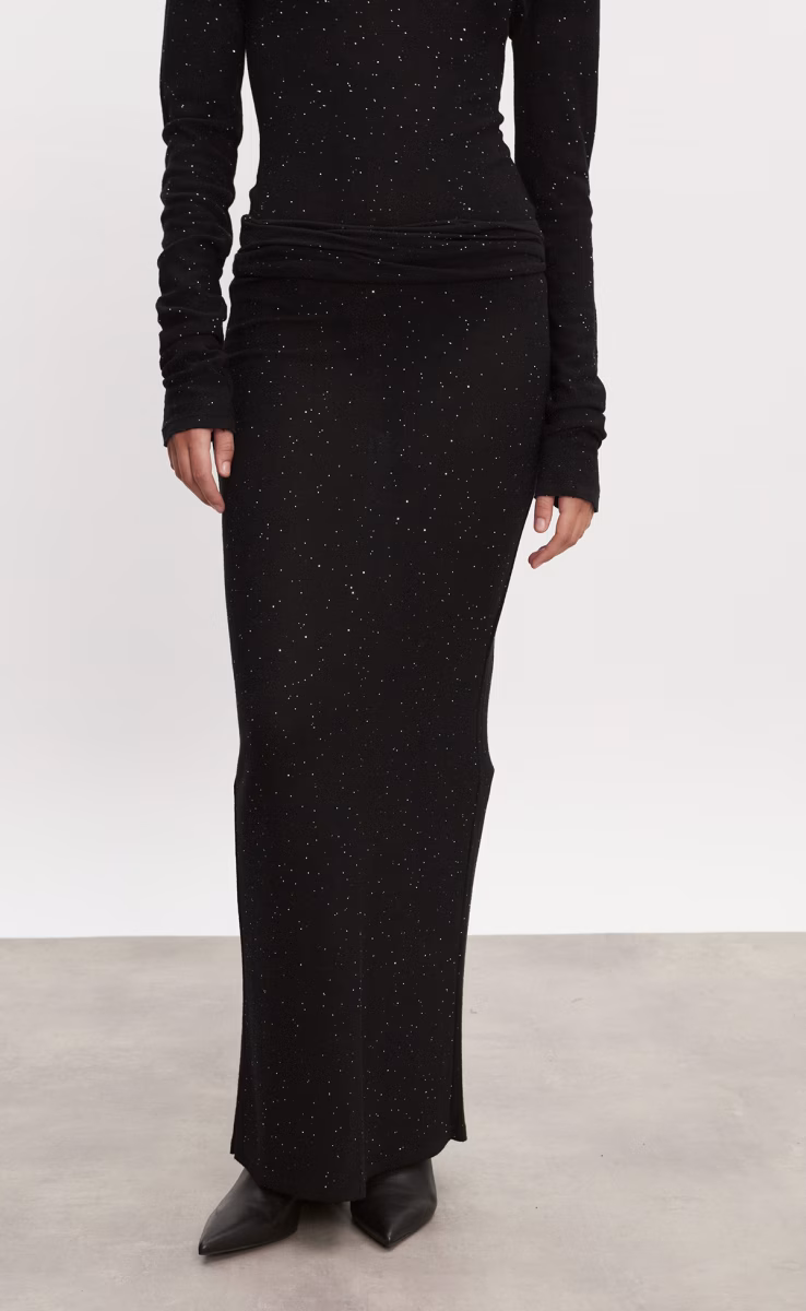 MAGNETIC KNITTED MAXI SKIRT BLACK