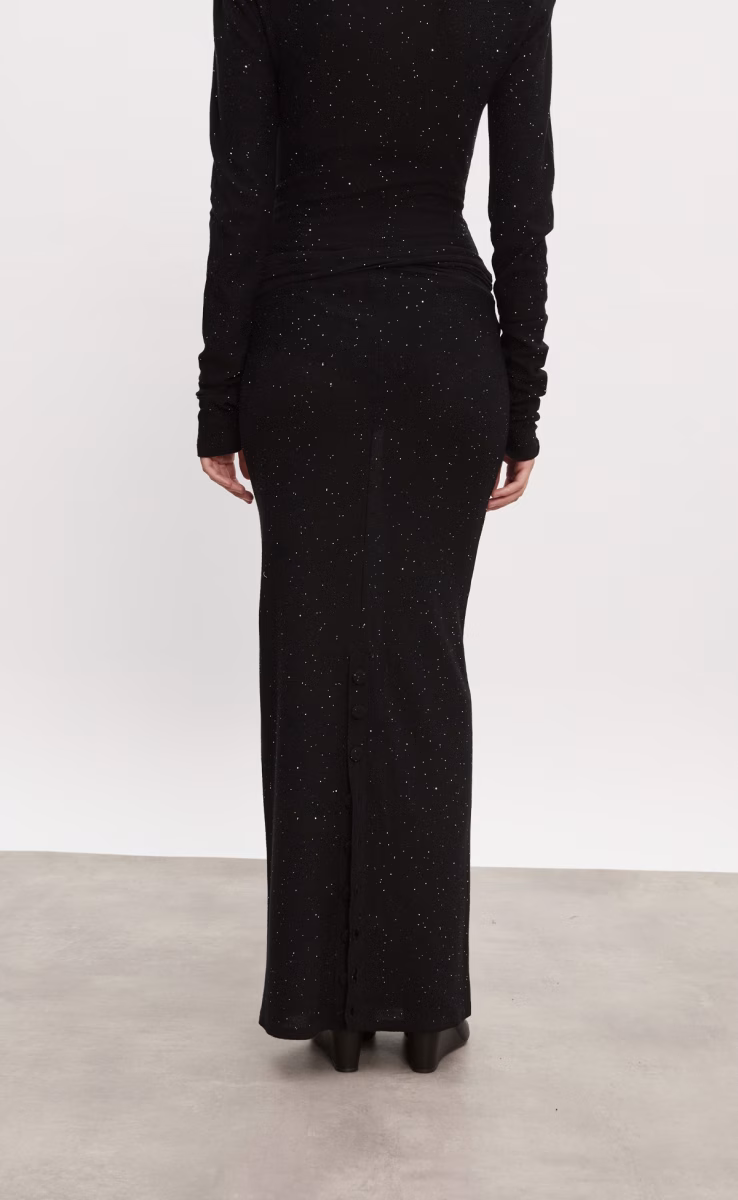 MAGNETIC KNITTED MAXI SKIRT BLACK