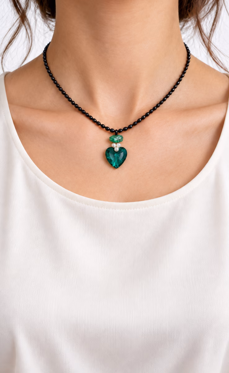 NECKLACE SPINEL, FW PEARL & SWAROVSKI