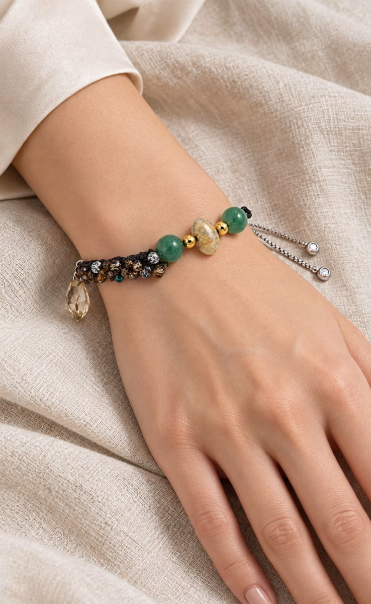 BRACELET AVENTURINE & SWAROVSKI