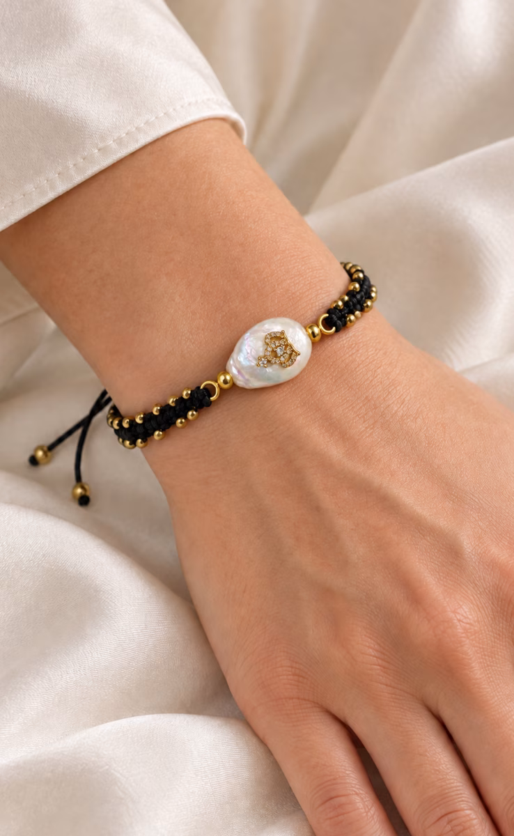 BRACELET MACRAME HEMATITE FW PEARL ELEMENT