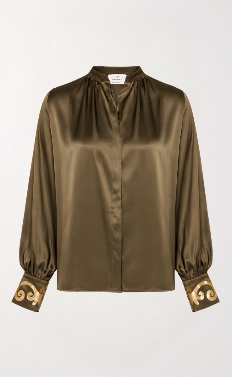 IONIA SILK SHIRT OLIVE GREEN