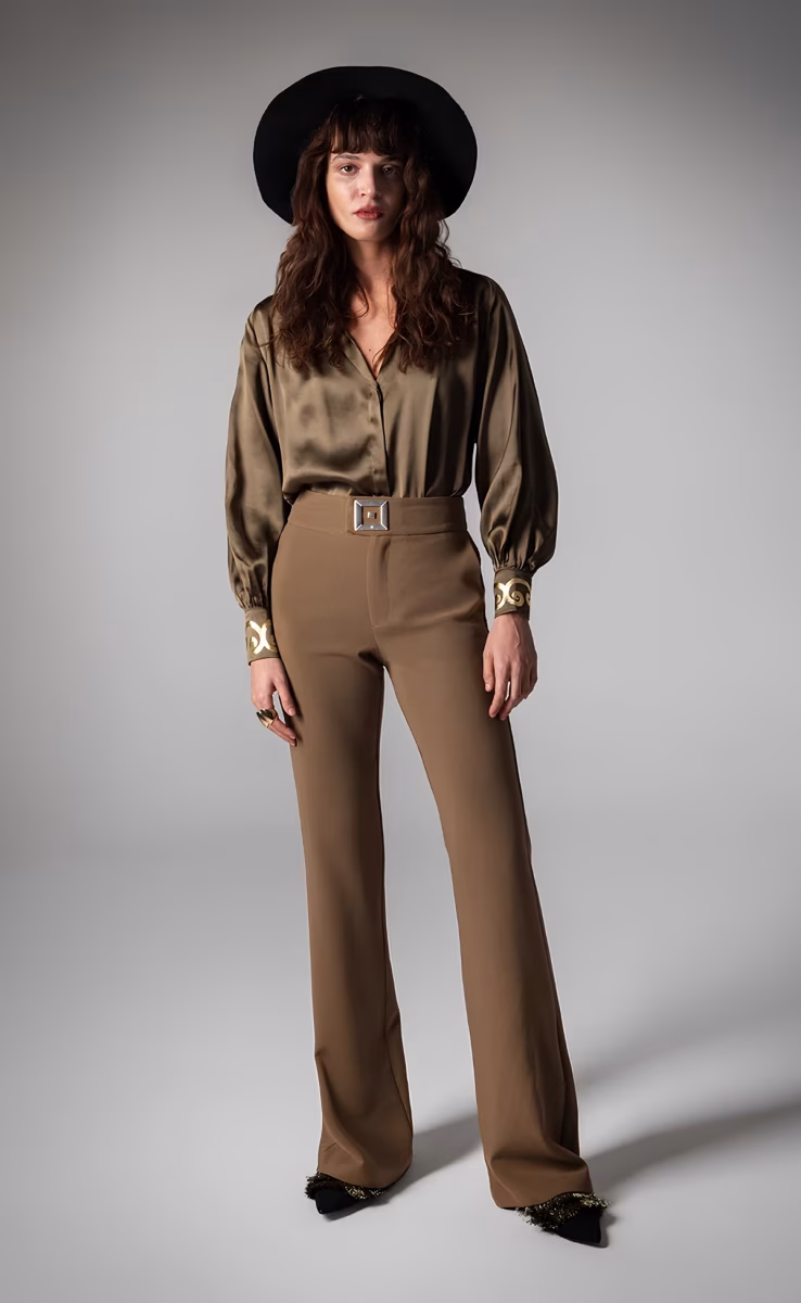 IONIA SILK SHIRT OLIVE GREEN