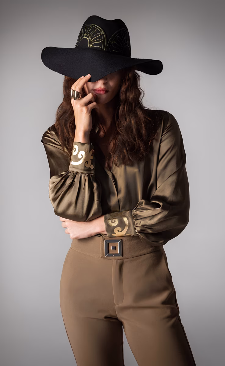 IONIA SILK SHIRT OLIVE GREEN