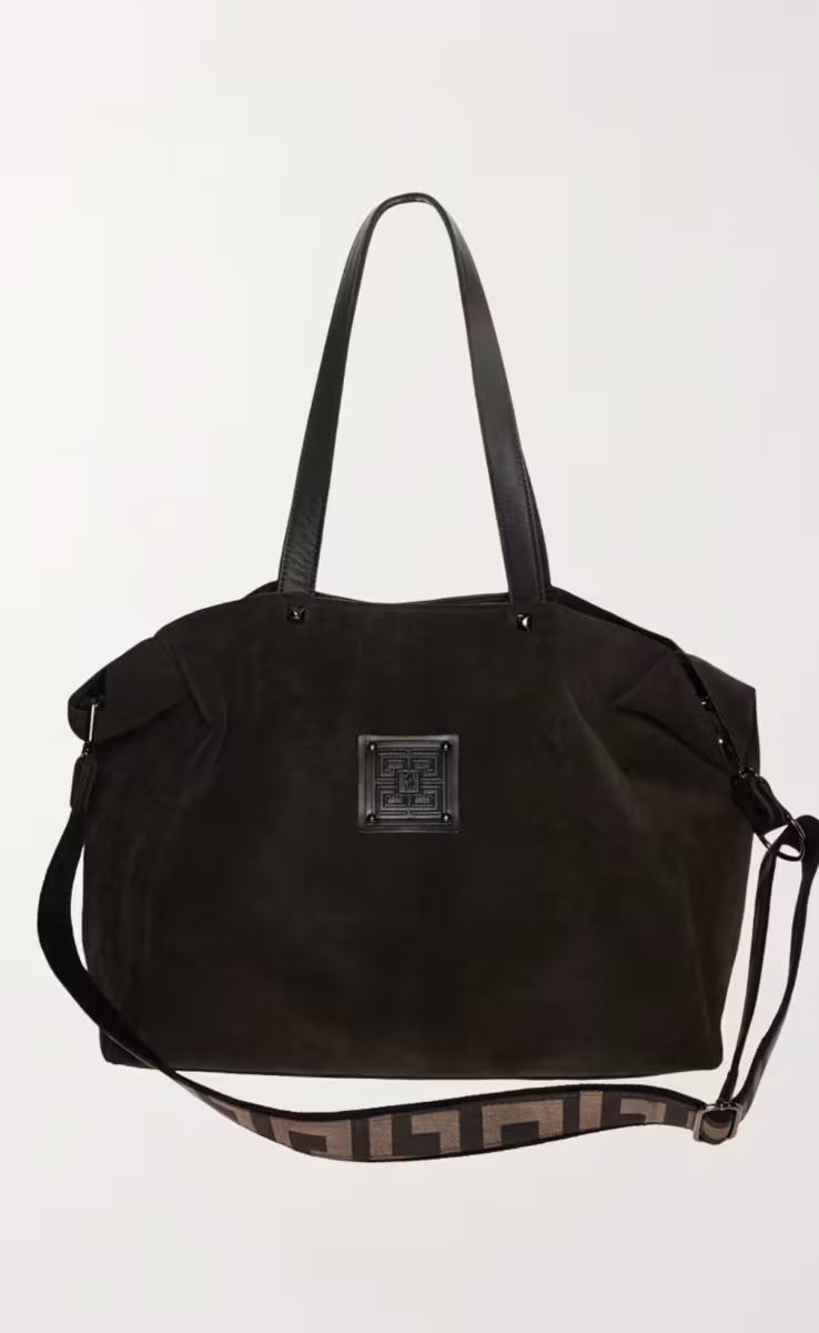 ΤΣΑΝΤΑ ASTI ΔΕΡΜΑΤΙΝΗ SUEDE ΜΑΥΡΟ ΚΑΦΕ LARGE