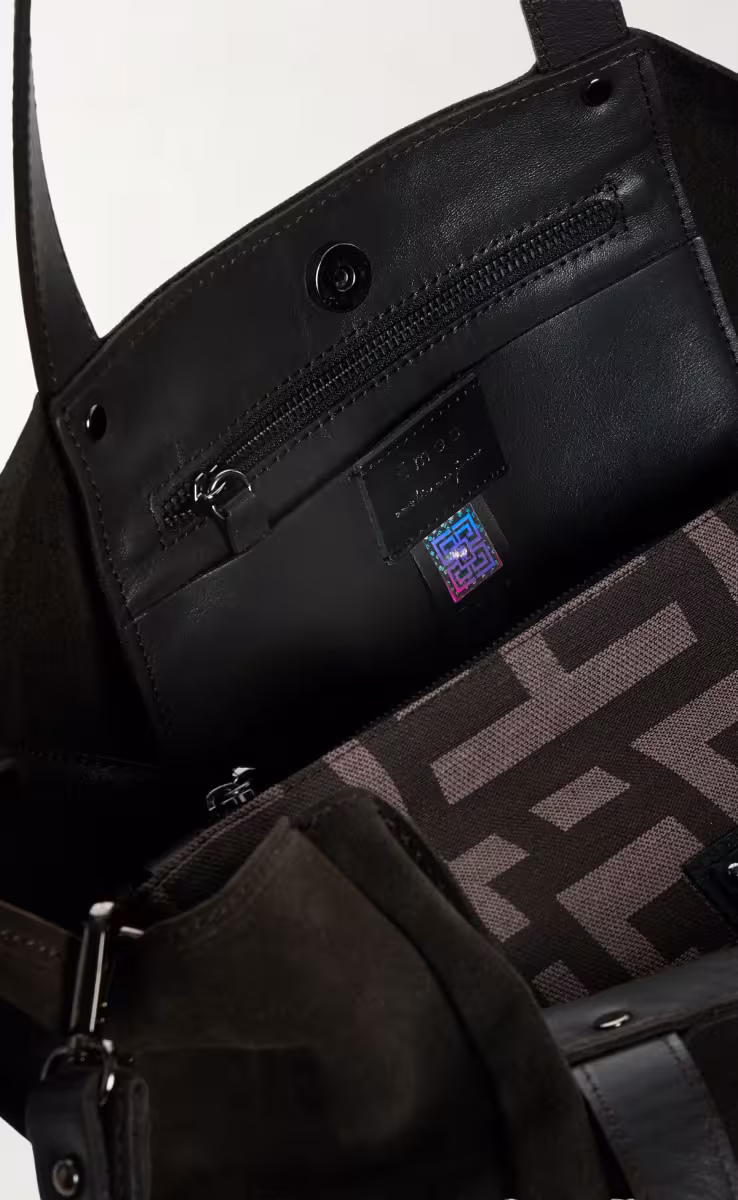 ΤΣΑΝΤΑ ASTI ΔΕΡΜΑΤΙΝΗ SUEDE ΜΑΥΡΟ ΚΑΦΕ LARGE