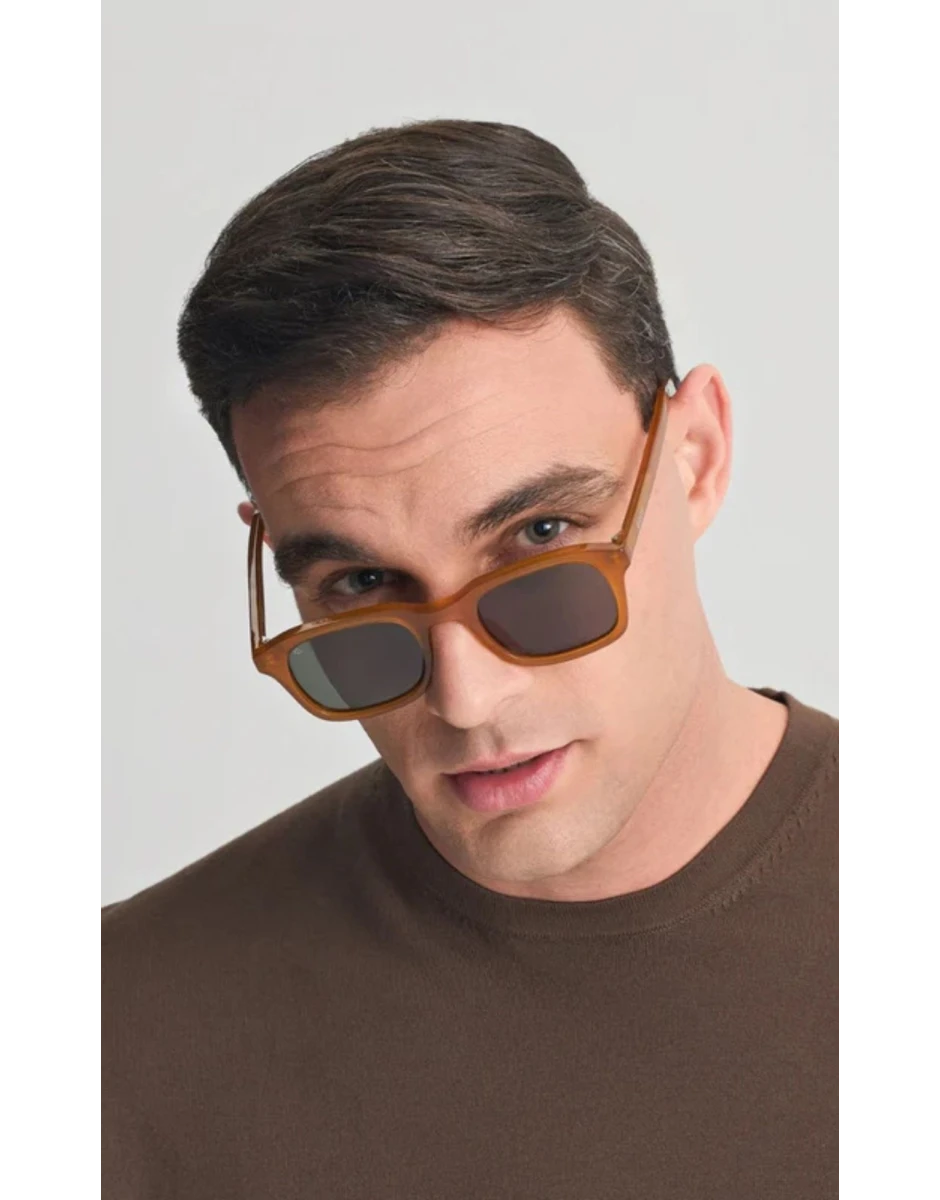 SUNGLASSES ELECTRUM AMBER SANTORINI WITH ALGAE GREEN LENSES