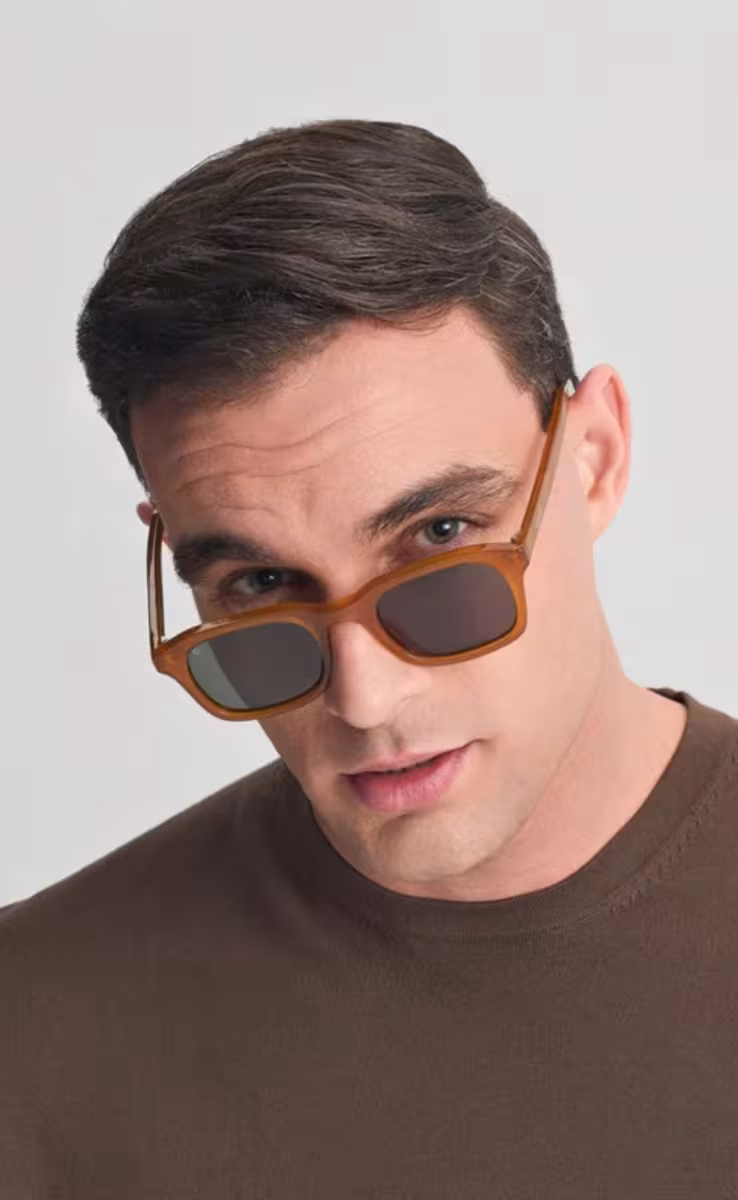 SUNGLASSES ELECTRUM AMBER SANTORINI WITH ALGAE GREEN LENSES