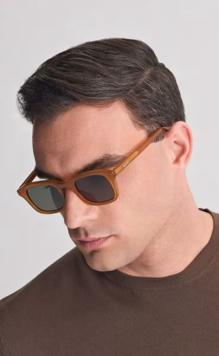 SUNGLASSES ELECTRUM AMBER SANTORINI WITH ALGAE GREEN LENSES