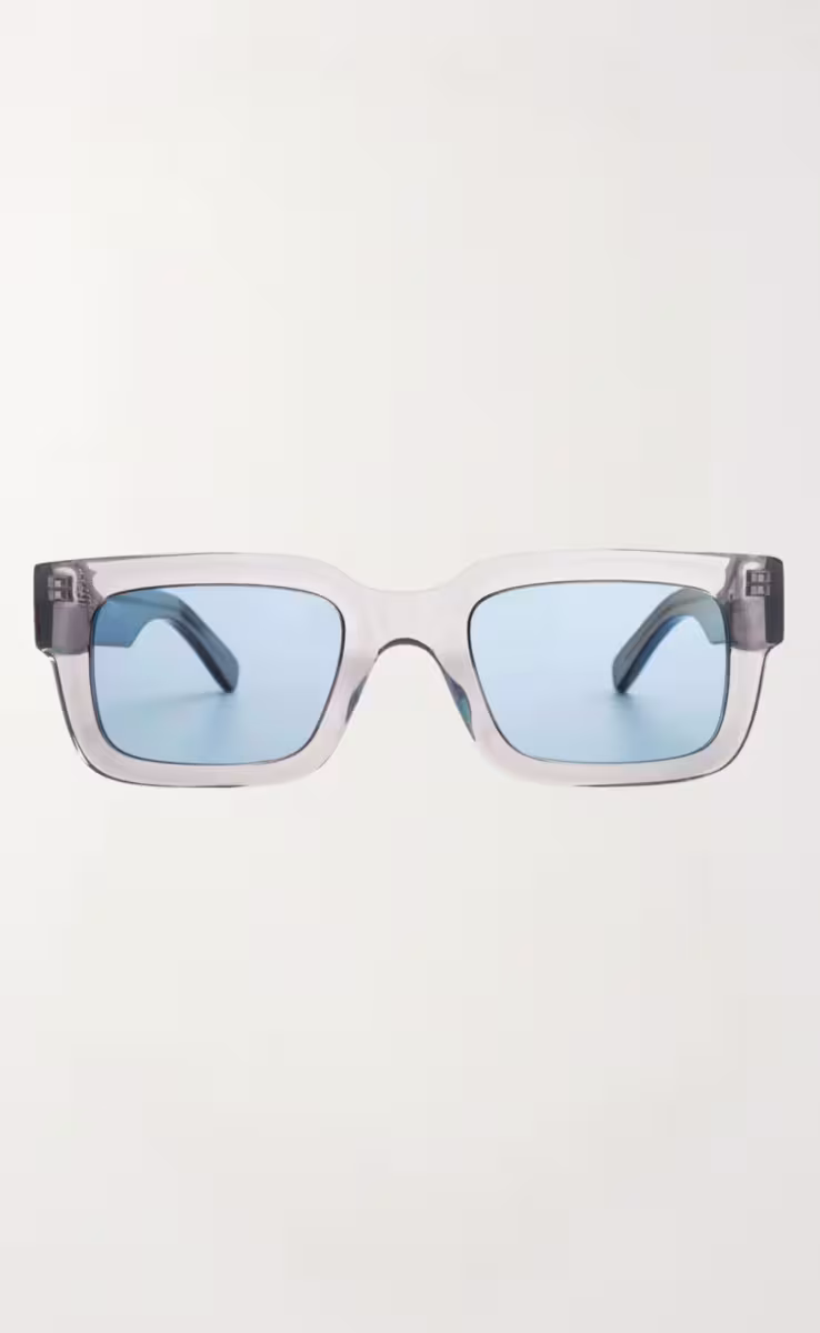 SUNGLASSES CRYSTAL GREY CRETE WITH KYANO BLUE LENSES