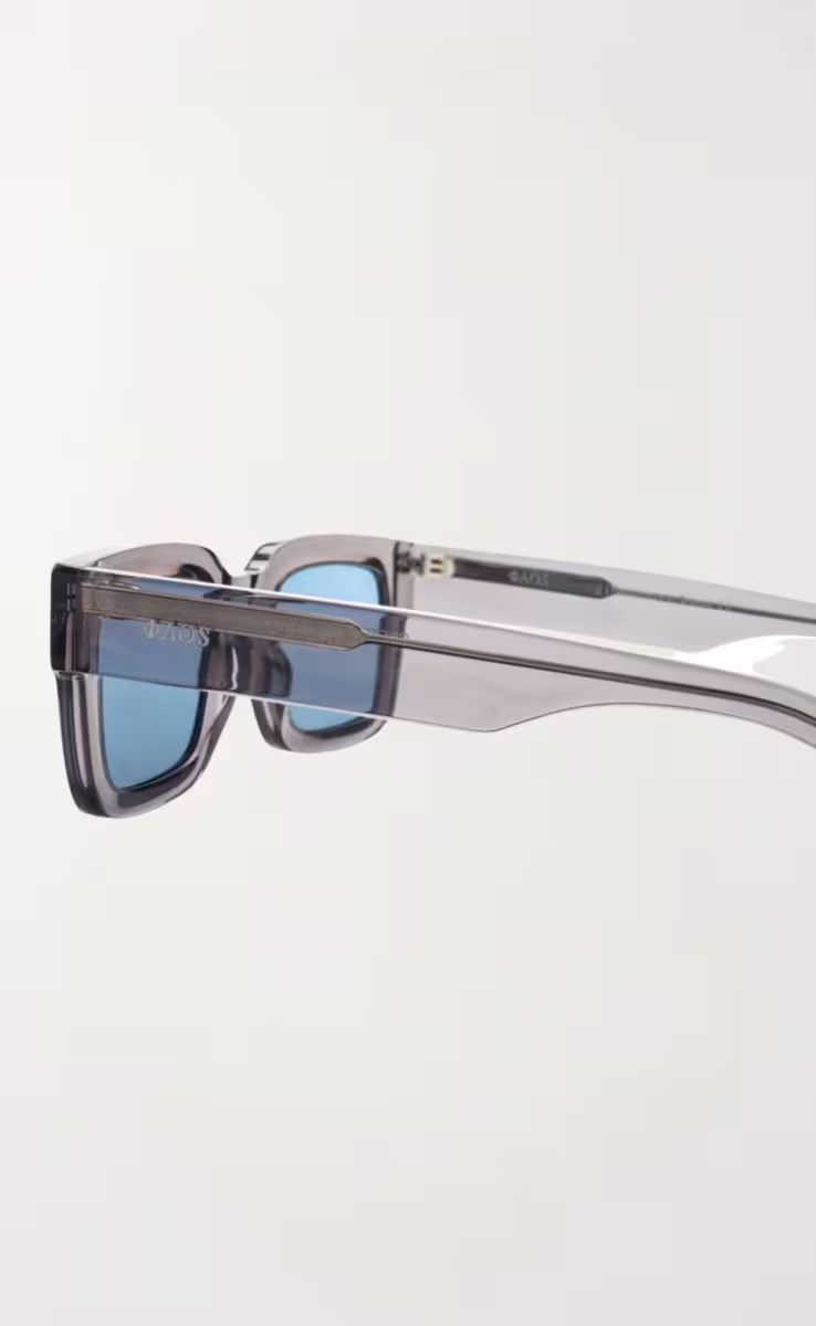 SUNGLASSES CRYSTAL GREY CRETE WITH KYANO BLUE LENSES