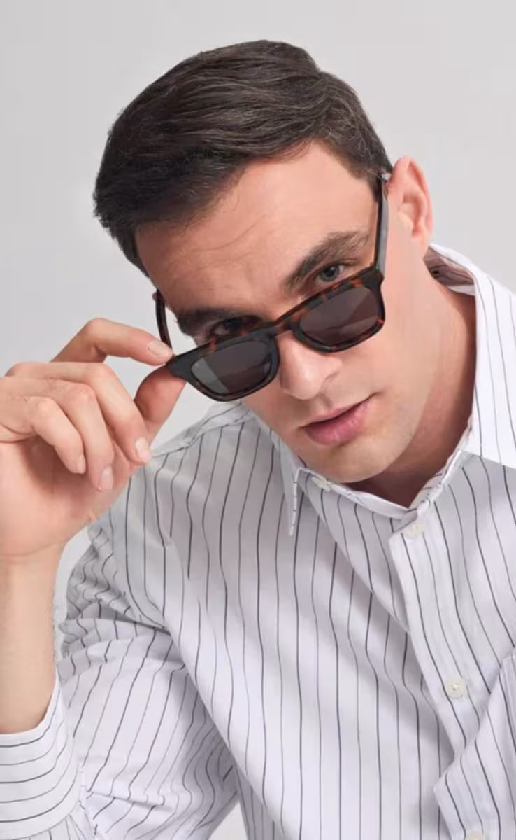 SUNGLASSES MARBLE BROWN ICARIA WITH ALGAE GREEN LENSES
