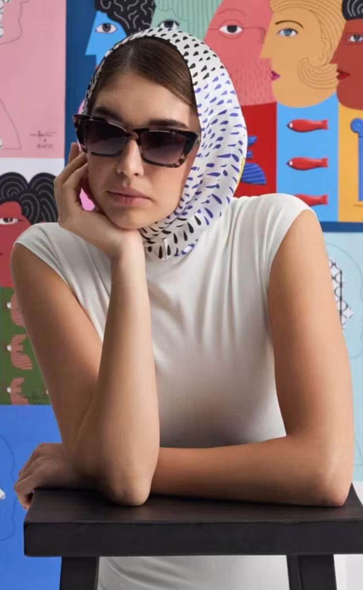 SUNGLASSES CORFU IN MARBLE BEIGE WITH STONE BROWN LENSES