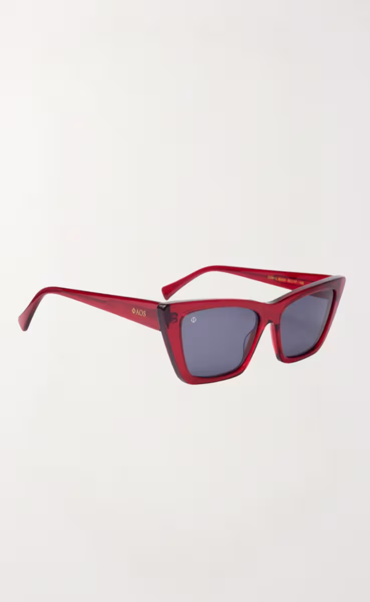SUNGLASSES CORFU IN CRYSTAL RED WITH SHADE GREY LENSES