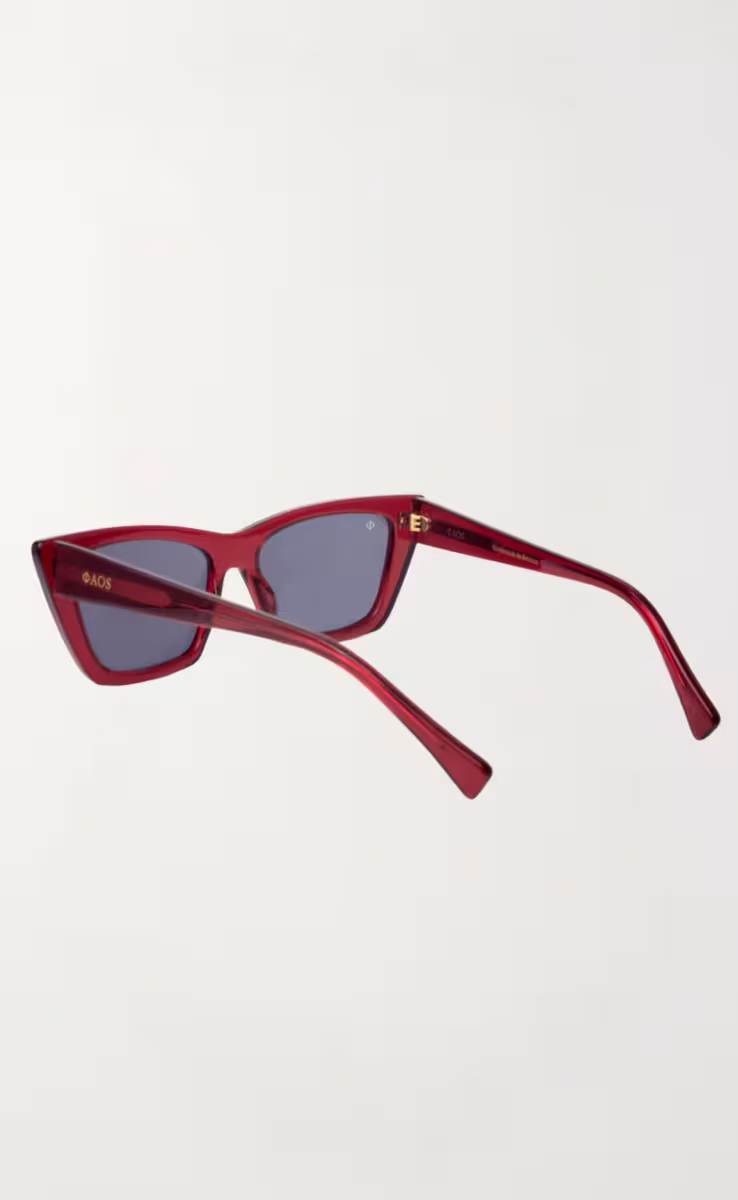 SUNGLASSES CORFU IN CRYSTAL RED WITH SHADE GREY LENSES