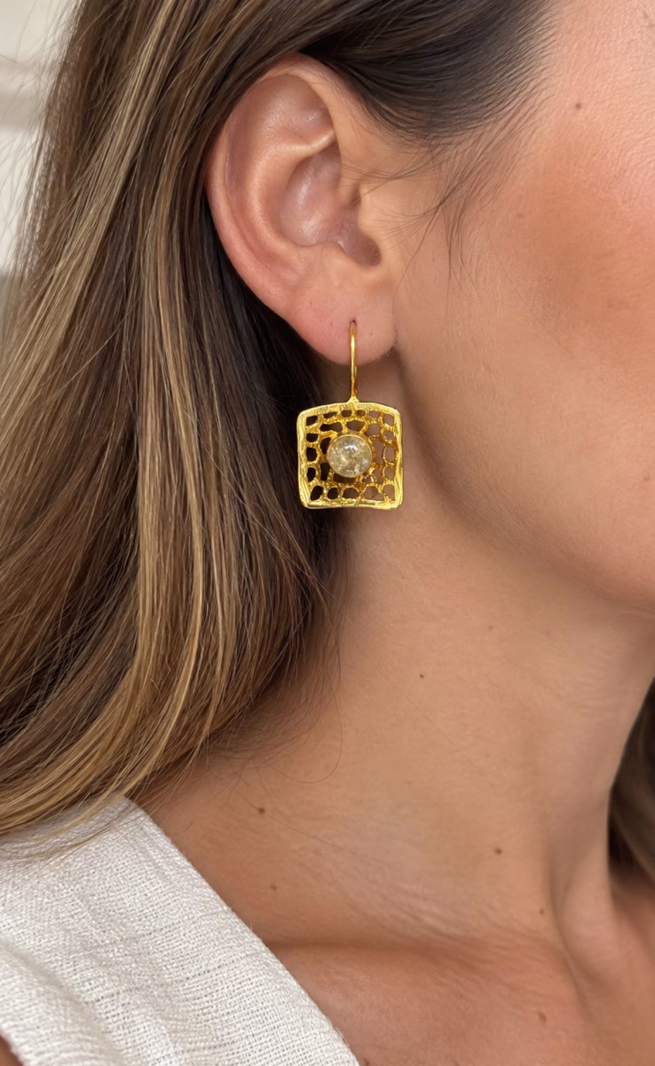 EARRINGS RUTILATED QUARTZ