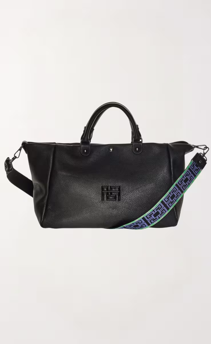 IRIS LEATHER TOTE MEDIUM BAG BLACK