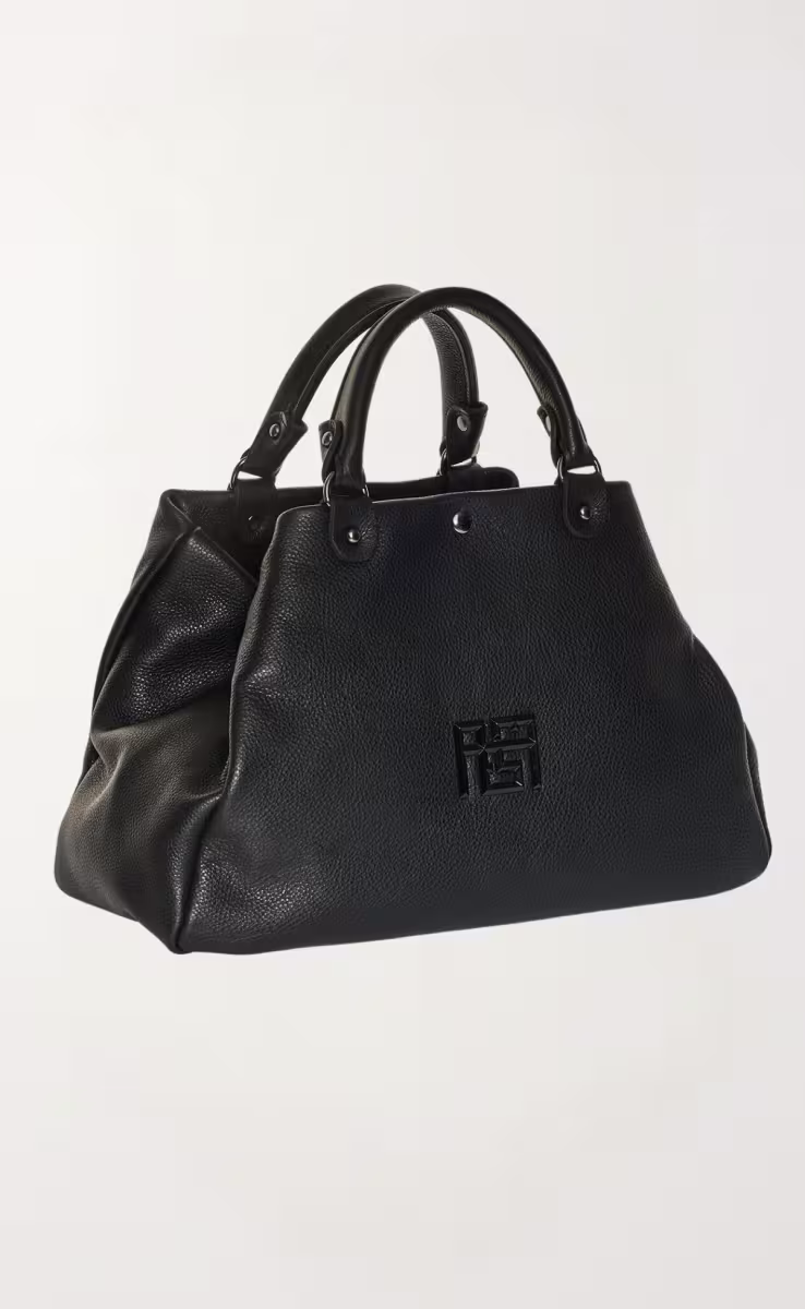 IRIS LEATHER TOTE MEDIUM BAG BLACK