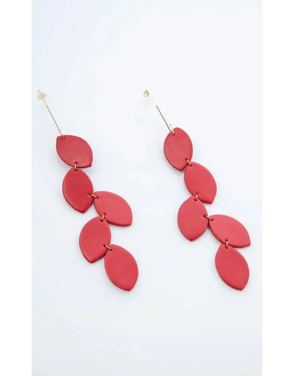 LEA LEATHER EARRINGS RED