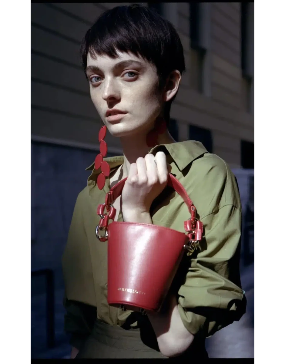 LEA LEATHER EARRINGS RED