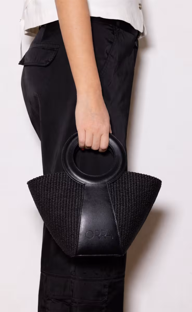 ANASTILOSI RAFFIA BAG BLACK
