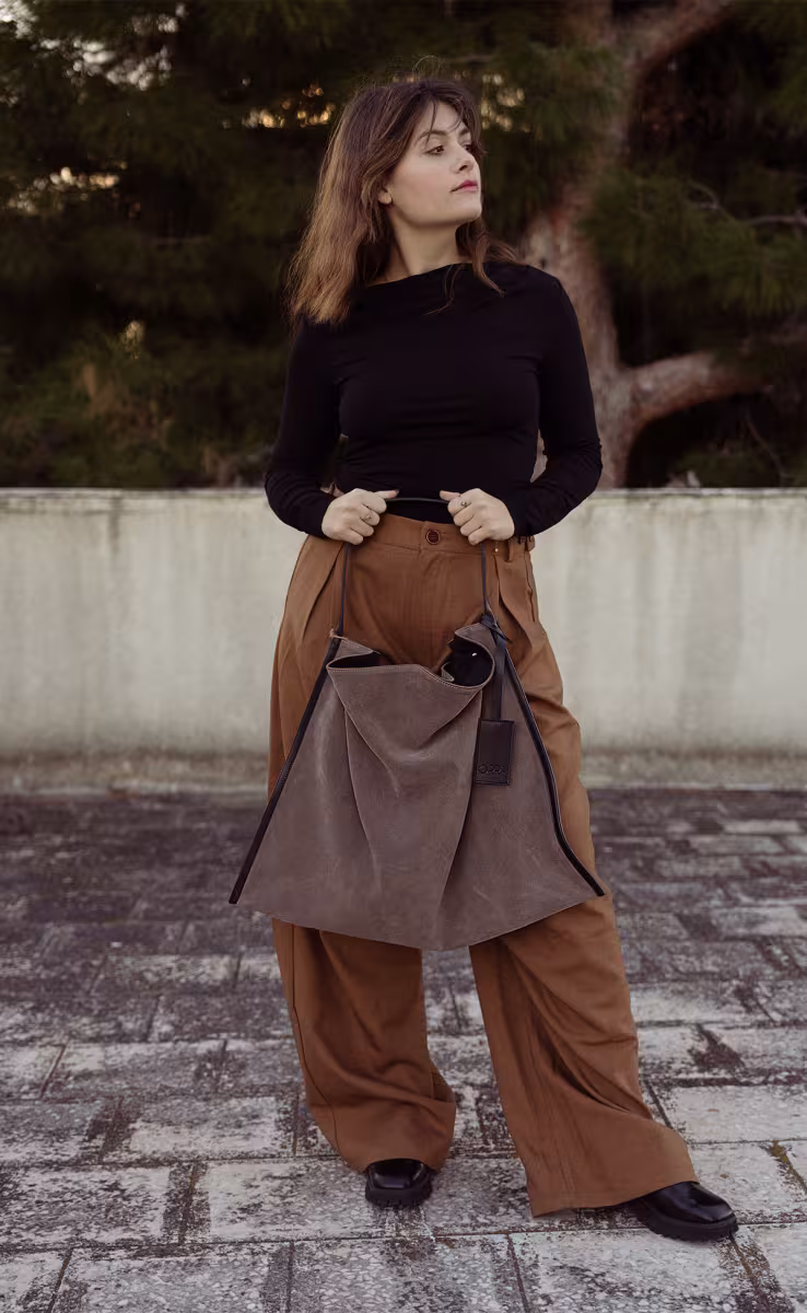 ΤΣΑΝΤΑ ANAPLASIS SUEDE ΓΚΡΙ