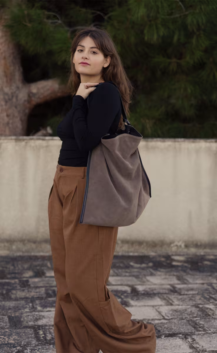 ΤΣΑΝΤΑ ANAPLASIS SUEDE ΓΚΡΙ