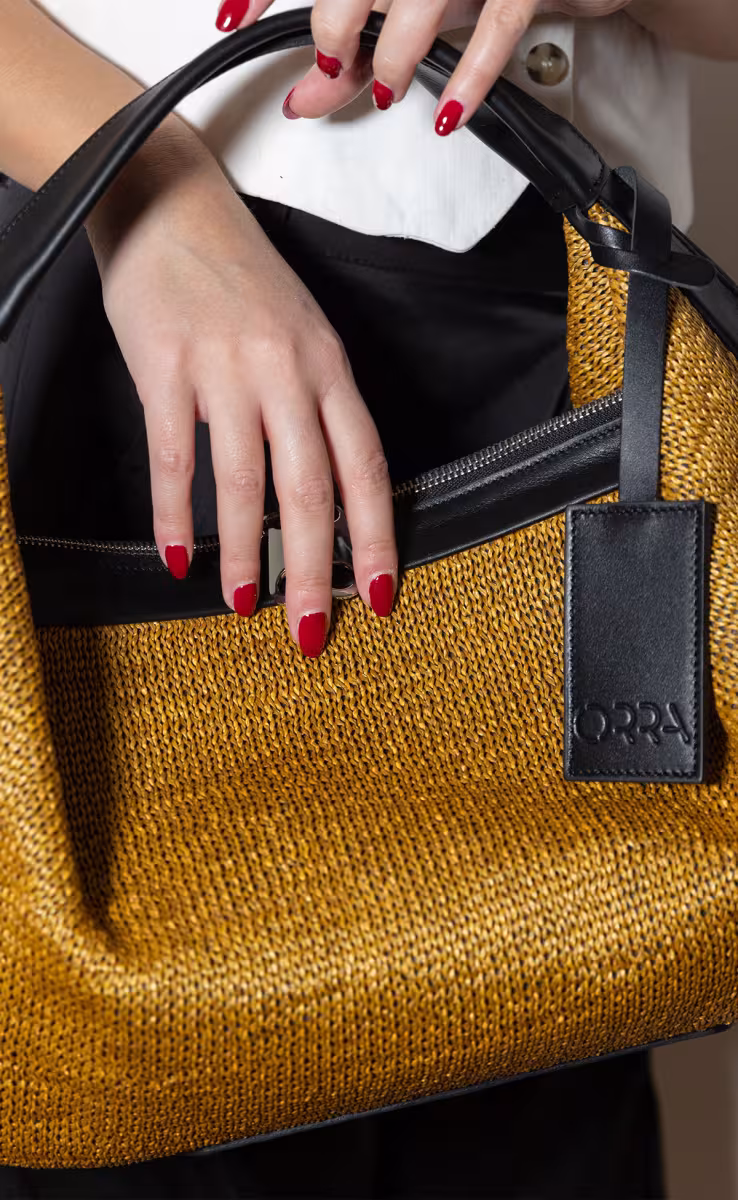 ΤΣΑΝΤΑ GRACE NEW RAFFIA ΚΑΦΕ