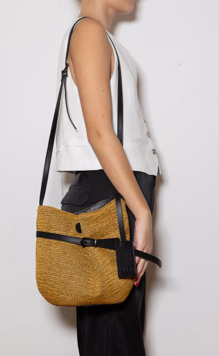 ΤΣΑΝΤΑ PIETA NEW RAFFIA ΚΑΦΕ