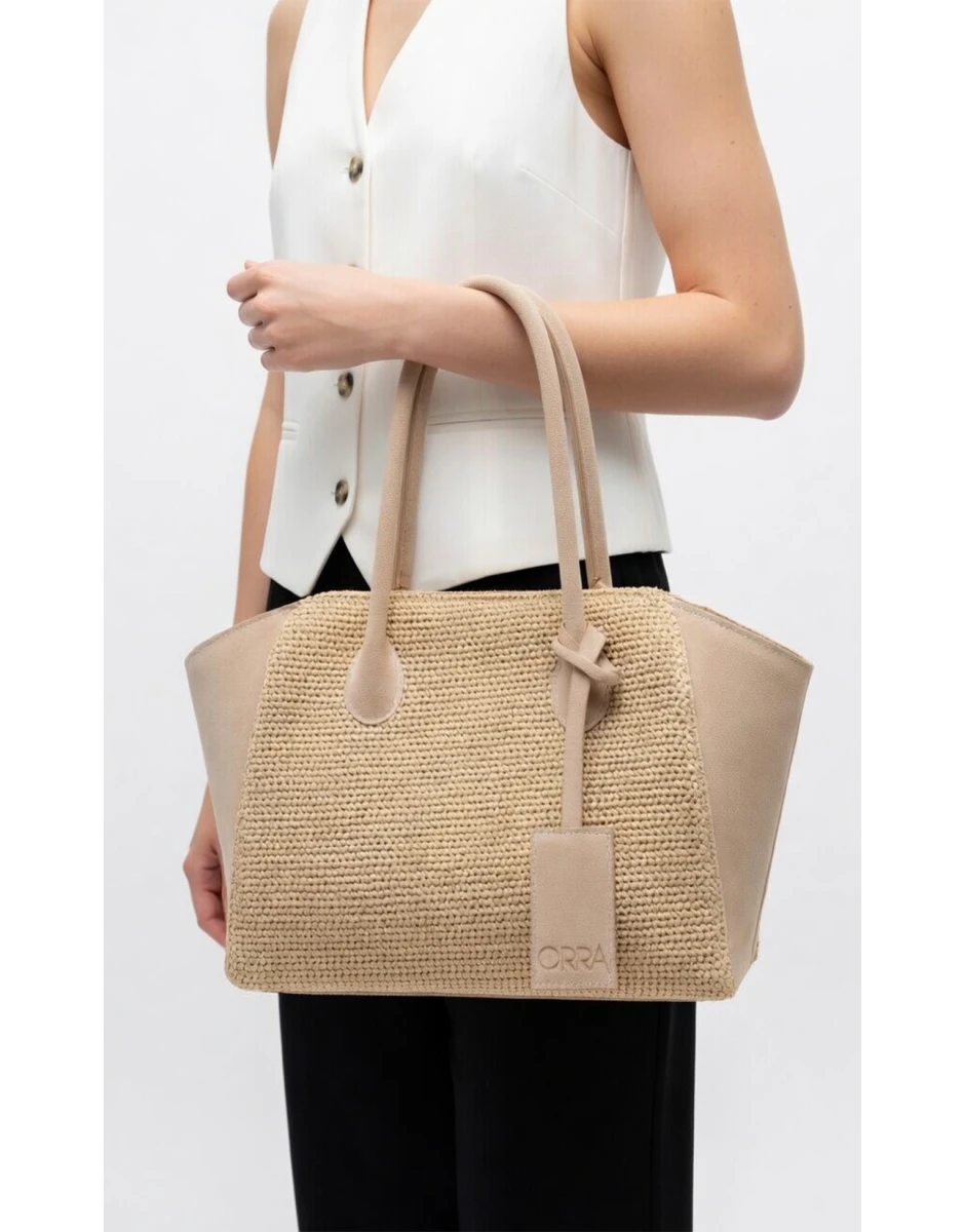 EDEN RAFFIA BAG SUEDE BEIGE