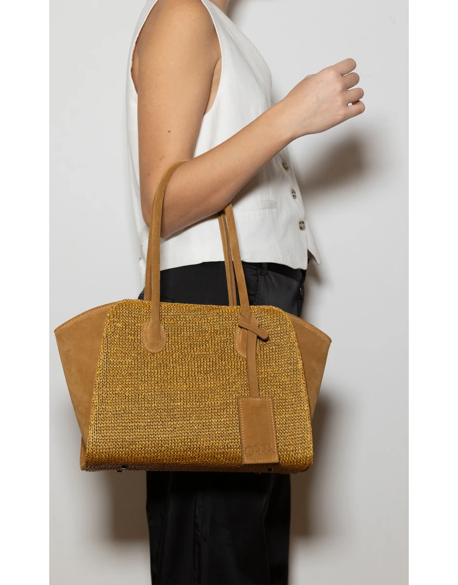 EDEN NEW RAFFIA BAG SUEDE BROWN