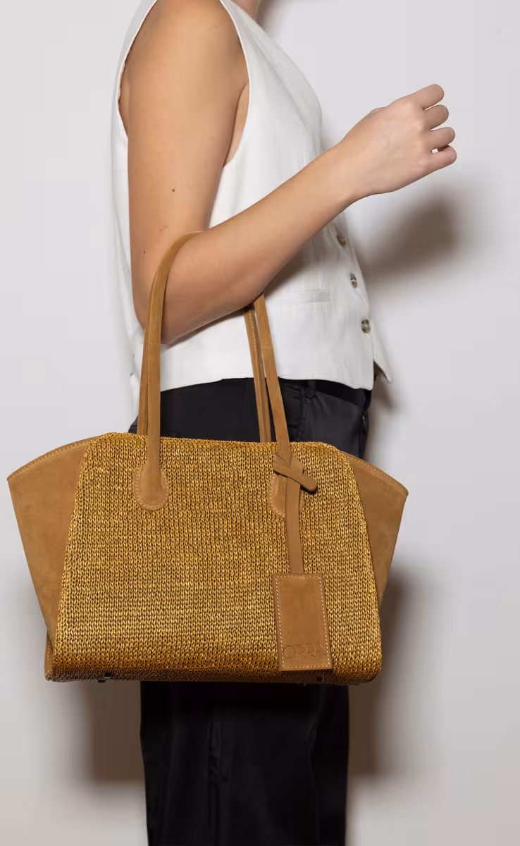 EDEN NEW RAFFIA BAG SUEDE BROWN