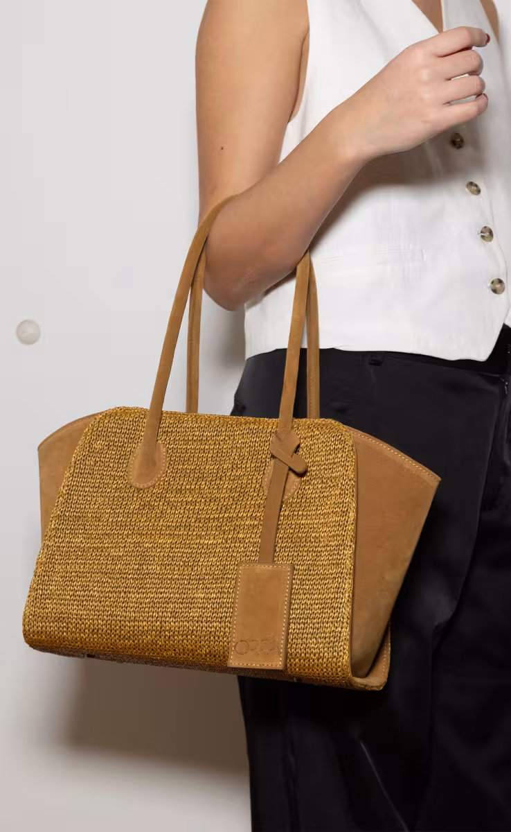 EDEN NEW RAFFIA BAG SUEDE BROWN