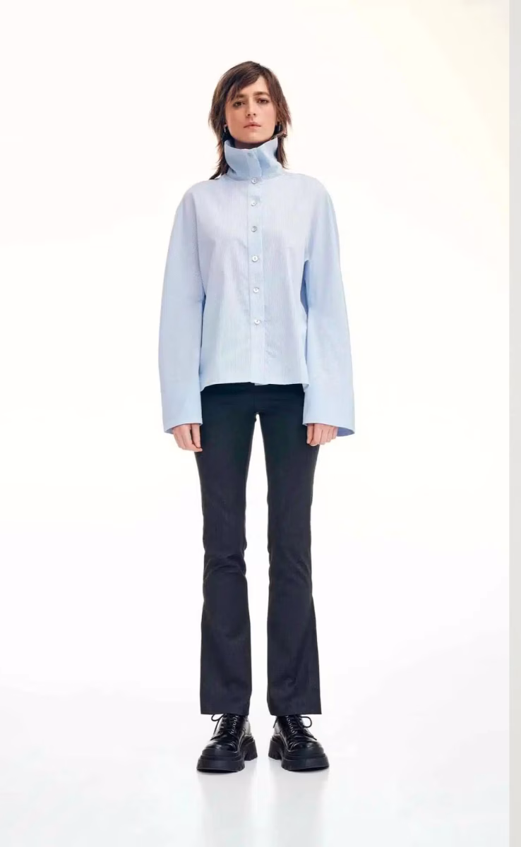 OVERSIZED SHIRT STRIPE LIGHT BLUE
