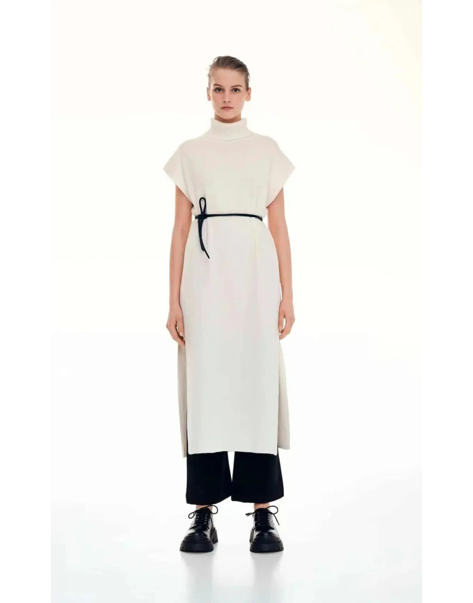 SLEEVELESS TUNIC DRESS WITH ROLL NECK