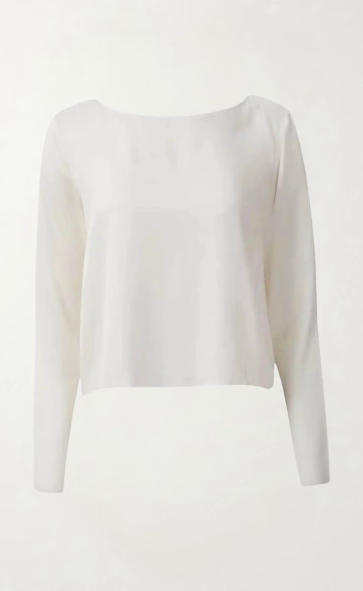WHITE LONG-SLEEVE ASYMMETRICAL TOP WITH 