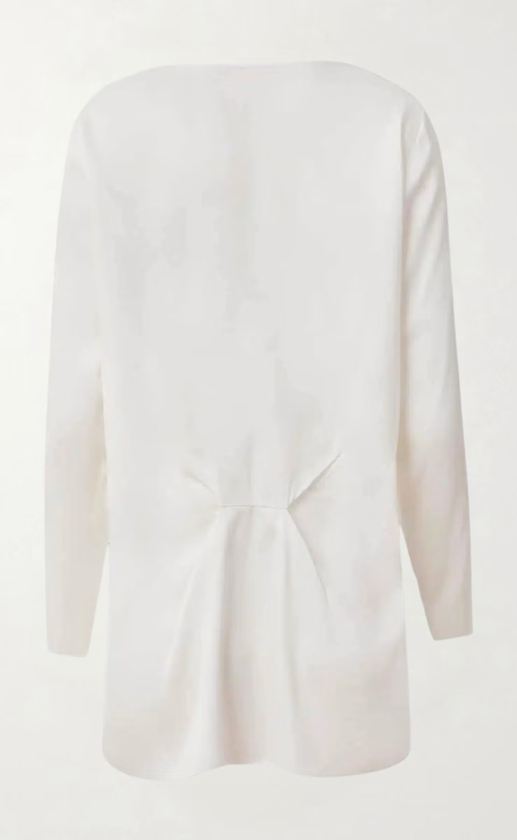 WHITE LONG-SLEEVE ASYMMETRICAL TOP WITH 