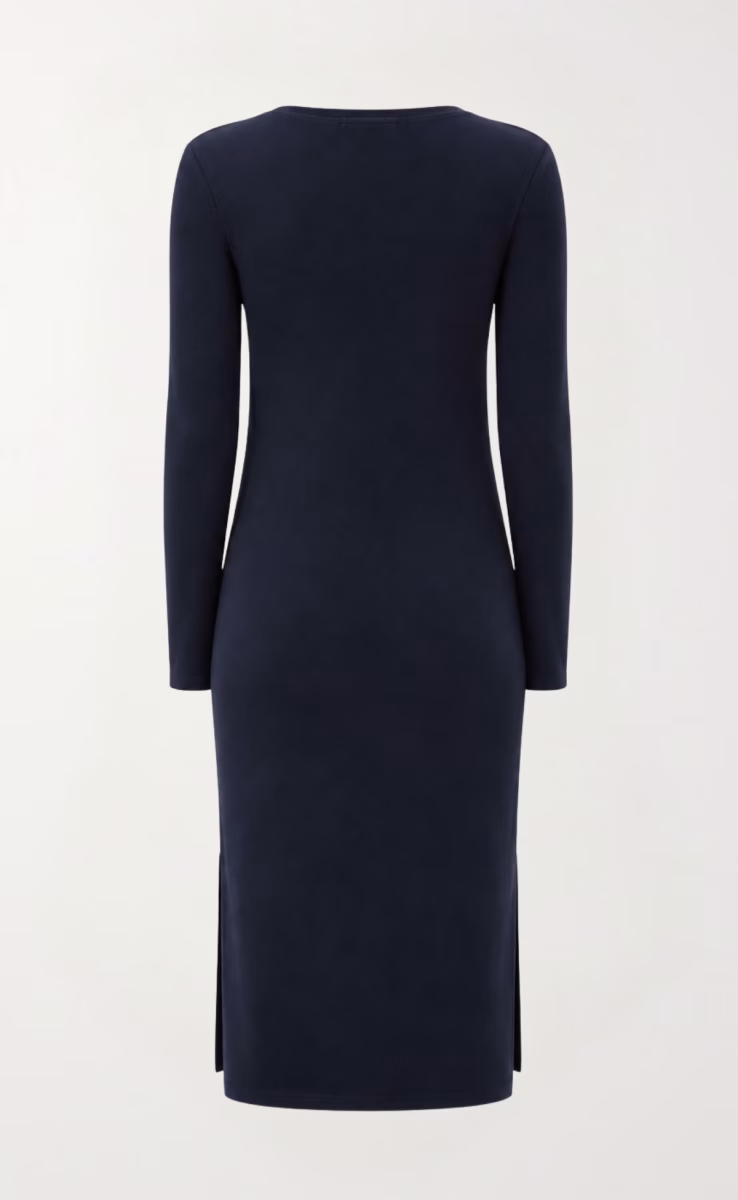 BLACK MIDI DRESS WITH A TWIST DETAIL AT THE CHEST AREA