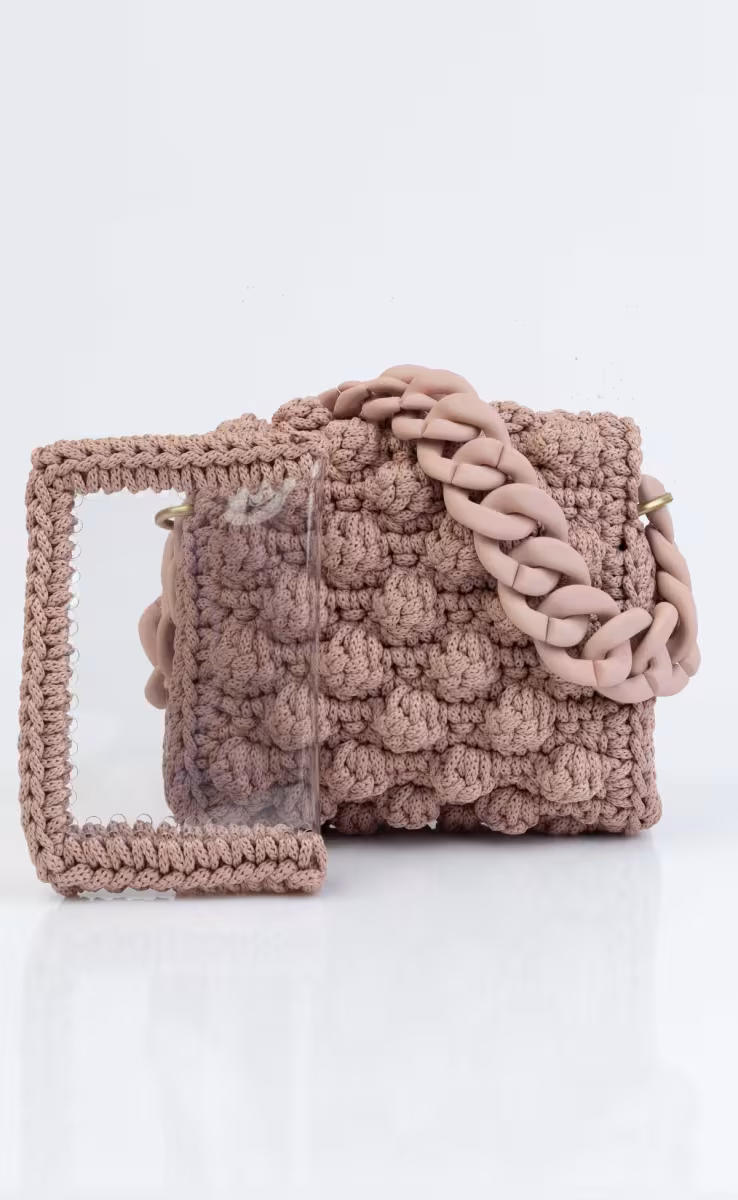 HANDMADE BUBBLES 90'S BAG LATTE WITH LATTE CHAIN MEDIUM
