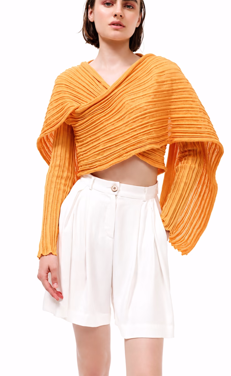 ARTISANS YELLOW WRAP CARDIGAN “ARCHETYPES 2550”